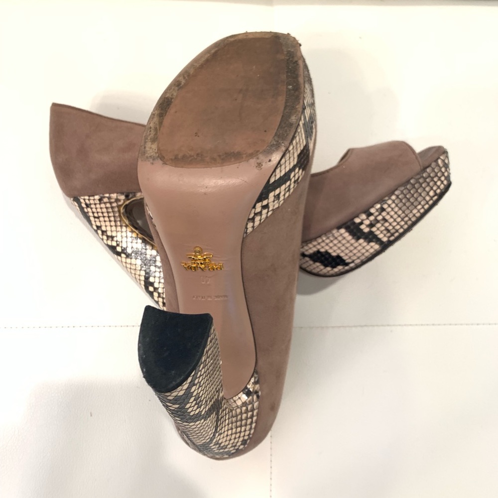 Prada Python Suede Open Toe Heels Sz 40 - image 5